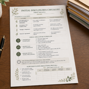 Initial Disclosures Checklist Printable | FRCP 26(a)(1) Civil Litigation Organizer