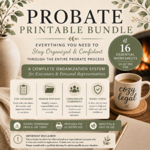 Probate Printable Bundle | Executor Binder | Estate Administration Organizer | DIY Probate Forms & Checklists