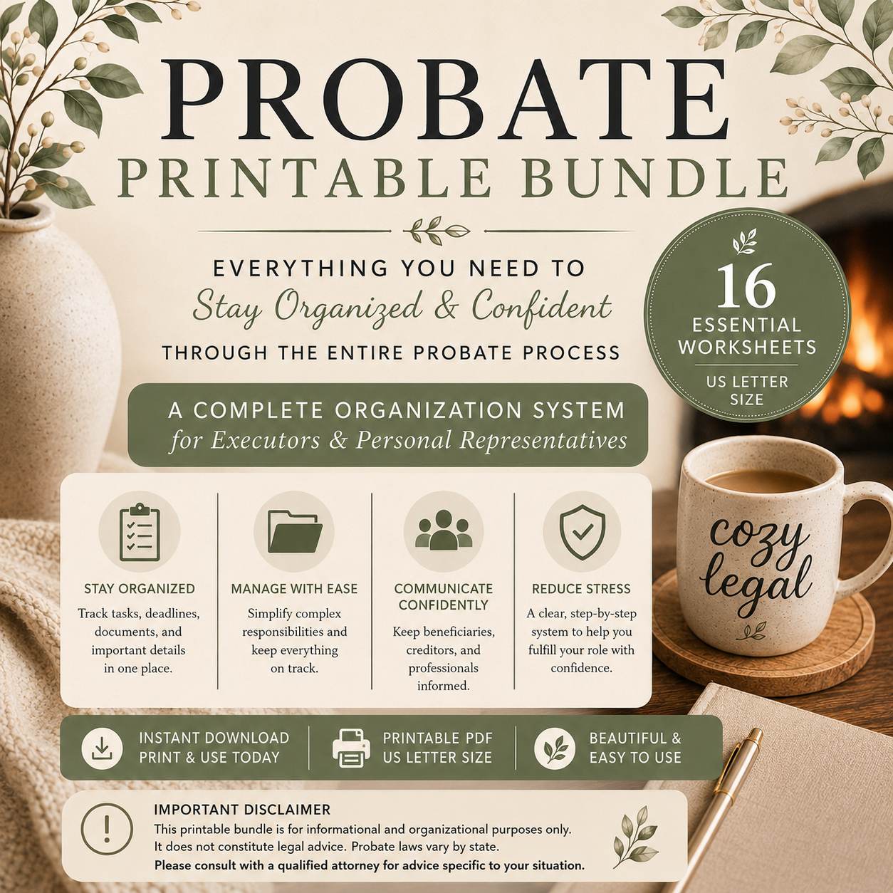 Probate Printable Bundle | Executor Binder | Estate Administration Organizer | DIY Probate Forms & Checklists