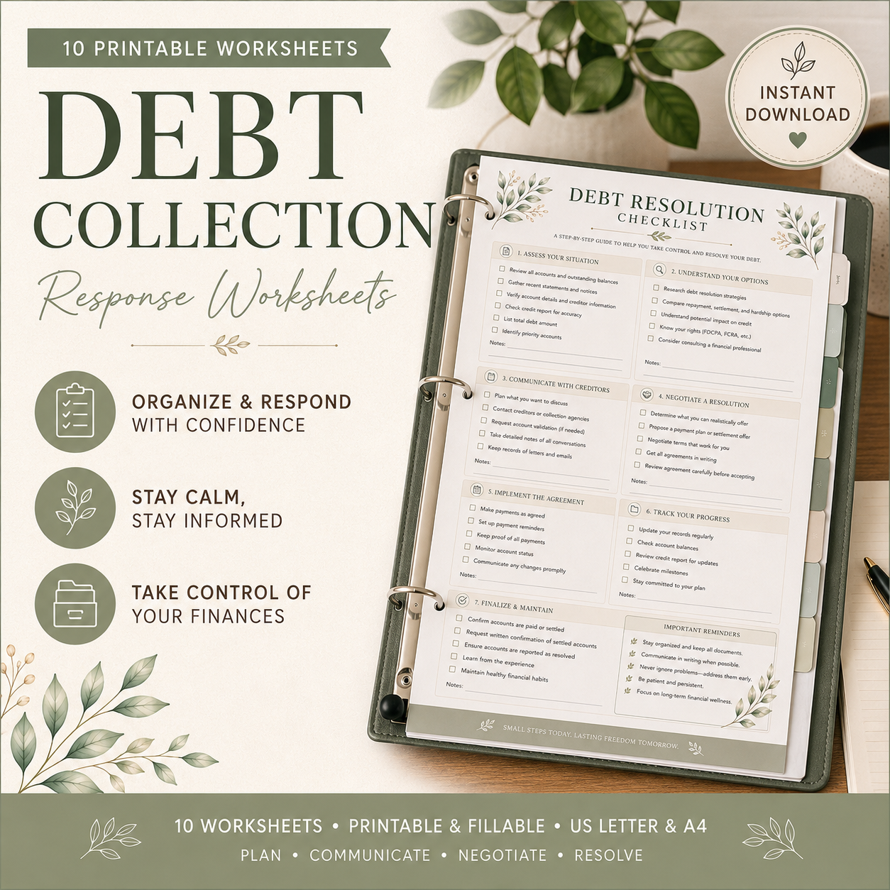 Debt Collection Response & Negotiation Printable Bundle (10 pgs)