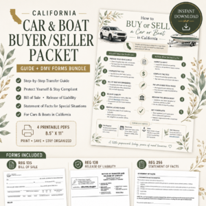 California-Only Car & Boat Buyer/Seller Packet